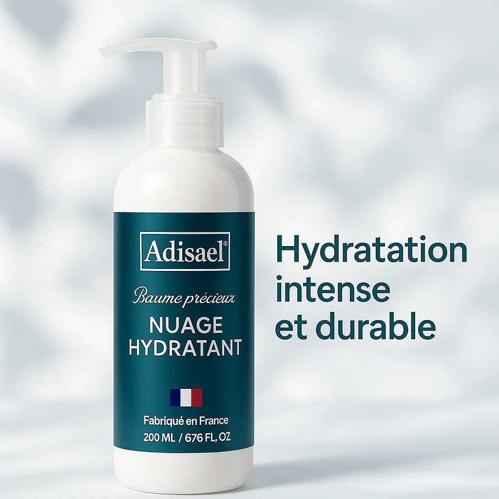Adisael Nuage Hydratant moisturizing body balm bottle with pump, 200ml, made in France