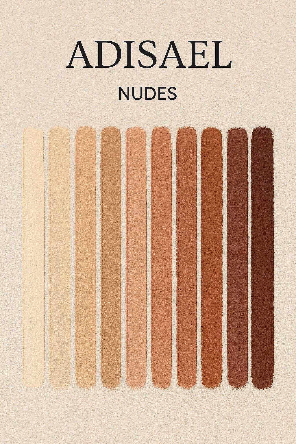Palette de 12 teintes nude universelles ADISAEL, nuances beige à marron pour soins esthétiques